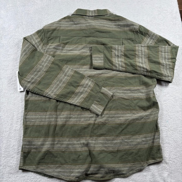 Hurley Portland Organic Flannel Shirt Mens XL Multi Striped Pleated Button Up - Picture 2 of 8